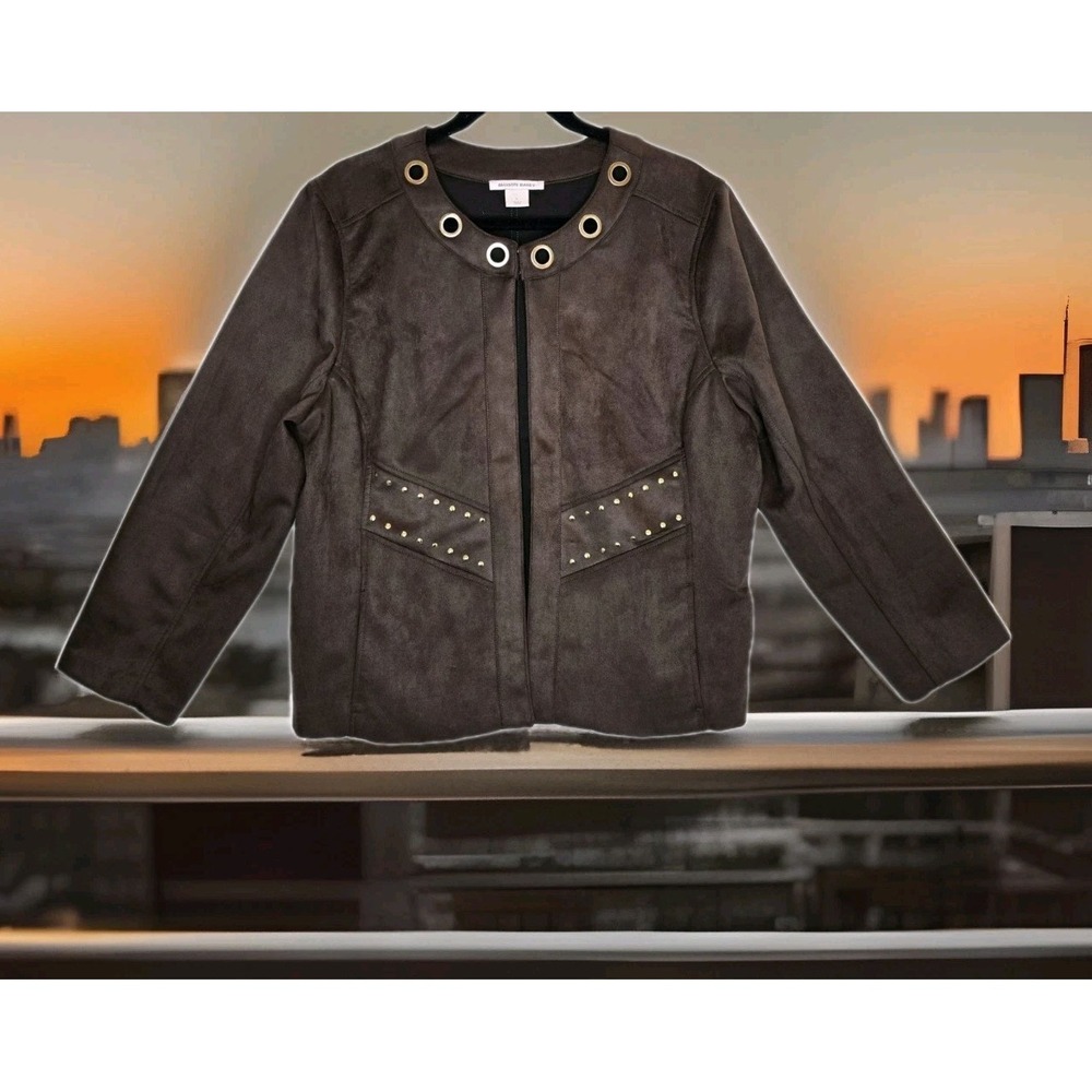 Allison Daley Brown Faux Suede Jacket SZ: Large - Picture 1 of 4